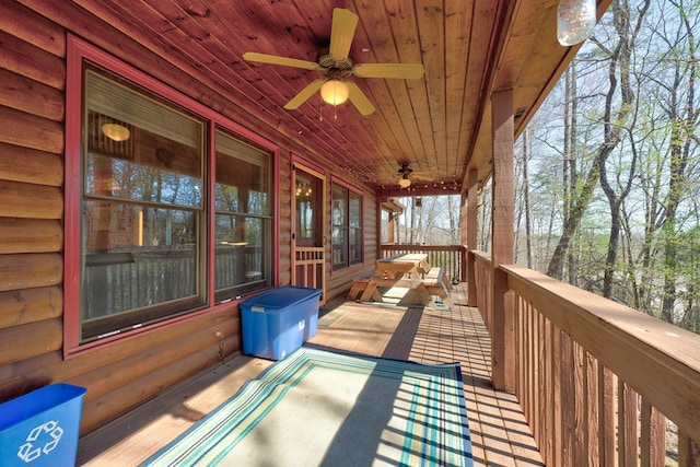 480 Sugar Mountain Rd, Blue Ridge, GA 30513 - deck featuring covered porch and a ceiling fan
