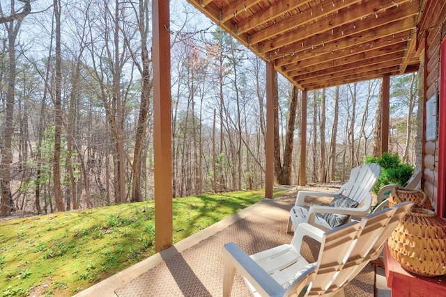 480 Sugar Mountain Rd, Blue Ridge, GA 30513 - view of patio / terrace featuring a wooded view