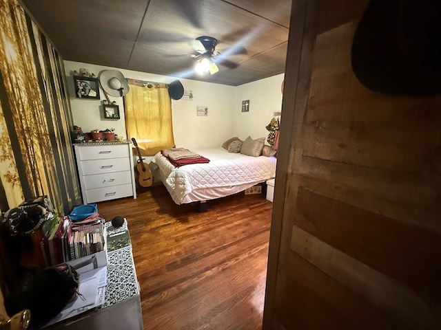 209 Vengeance Creek Rd, Marble, NC 28905 - bedroom with dark wood finished floors and a ceiling fan
