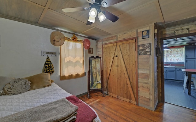 209 Vengeance Creek Rd, Marble, NC 28905 - bedroom featuring wood finished floors, wood ceiling, a ceiling fan, and baseboards