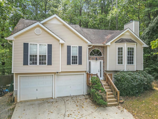 bi-level home with a garage