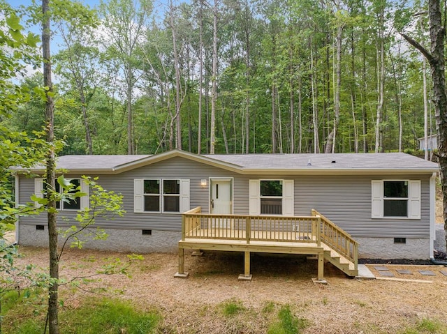 220 Jetty Dr, Ellijay, GA 30540 - rear view of property with crawl space and a wooden deck