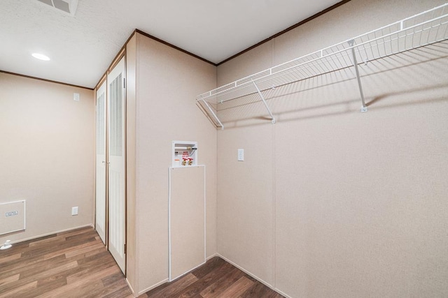 220 Jetty Dr, Ellijay, GA 30540 - laundry area featuring washer hookup, wood finished floors, and recessed lighting
