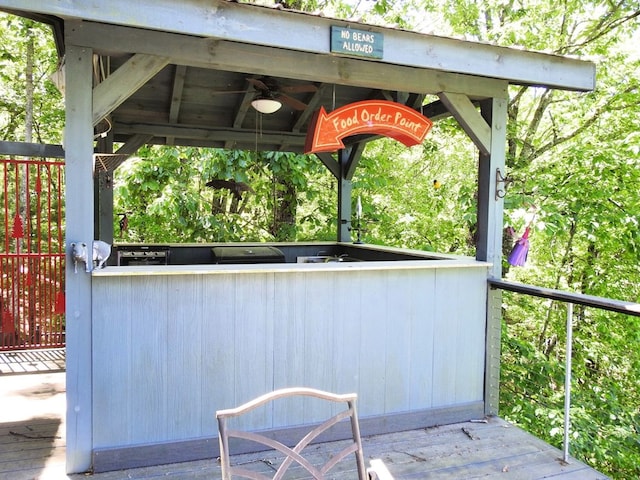 120 Sunrock Mountain Trc, Blue Ridge, GA 30513 - view of patio with a ceiling fan and a gazebo
