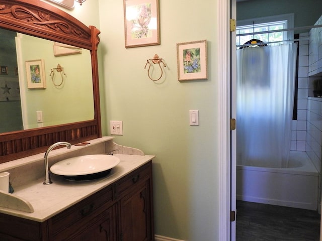 120 Sunrock Mountain Trc, Blue Ridge, GA 30513 - full bath with vanity, shower / bath combo with shower curtain, and baseboards