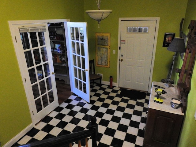 120 Sunrock Mountain Trc, Blue Ridge, GA 30513 - foyer with tile patterned floors, french doors, and baseboards