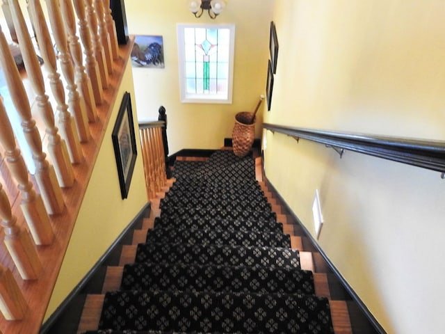 120 Sunrock Mountain Trc, Blue Ridge, GA 30513 - stairs featuring baseboards and carpet
