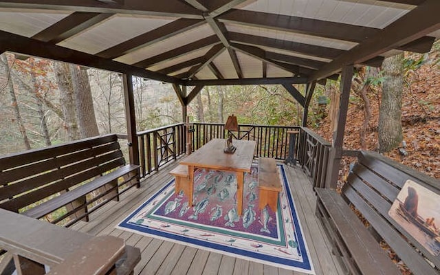 7670 Hiawassee Wilderness, Hiawassee, GA 30546 - wooden deck featuring outdoor dining area and a gazebo