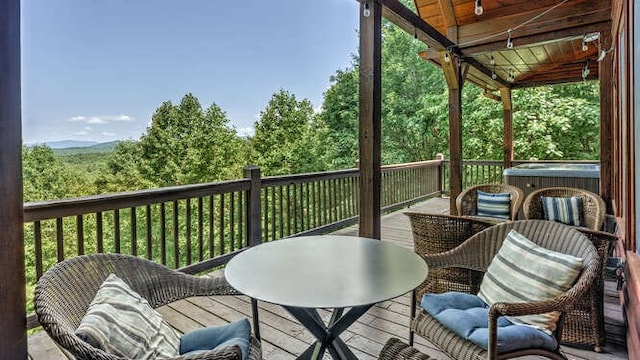 437 Spruce Cir, Mineral Bluff, GA 30559 - deck with a hot tub