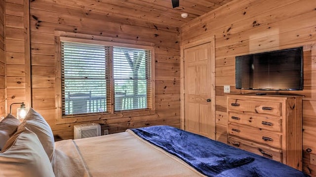 437 Spruce Cir, Mineral Bluff, GA 30559 - bedroom featuring wooden walls and wooden ceiling