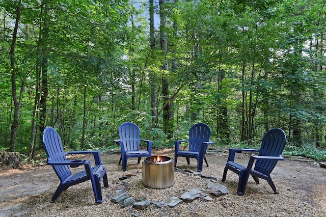 view of patio featuring a fire pit