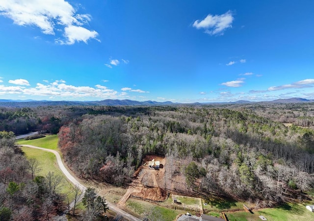 bird's eye view with a mountain view