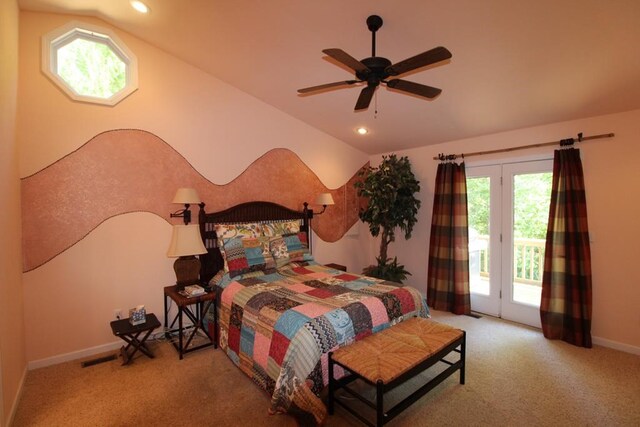 140 Hannel Dr, Murphy, NC 28906 - carpeted bedroom with access to outside, vaulted ceiling, and multiple windows