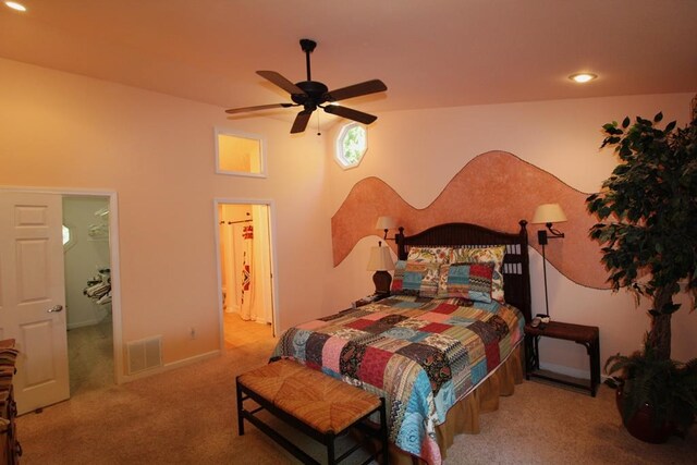 140 Hannel Dr, Murphy, NC 28906 - bedroom with visible vents, recessed lighting, carpet, and a ceiling fan