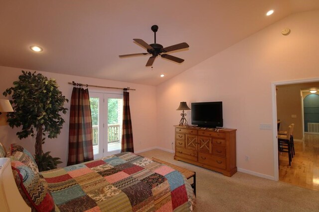 140 Hannel Dr, Murphy, NC 28906 - carpeted bedroom featuring recessed lighting, vaulted ceiling, and access to exterior