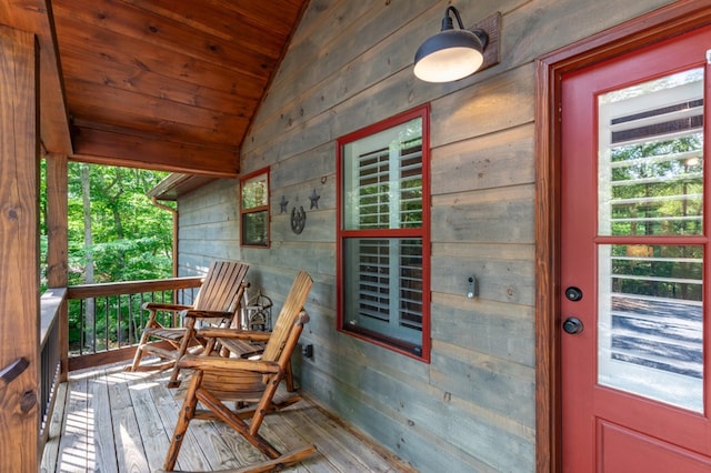 wooden deck with covered porch