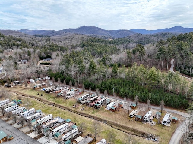 bird's eye view featuring a mountain view