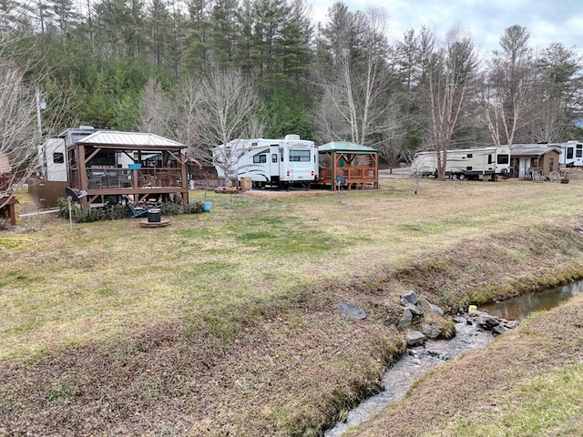 view of yard with a gazebo