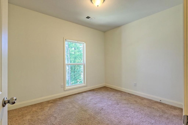 spare room featuring light carpet