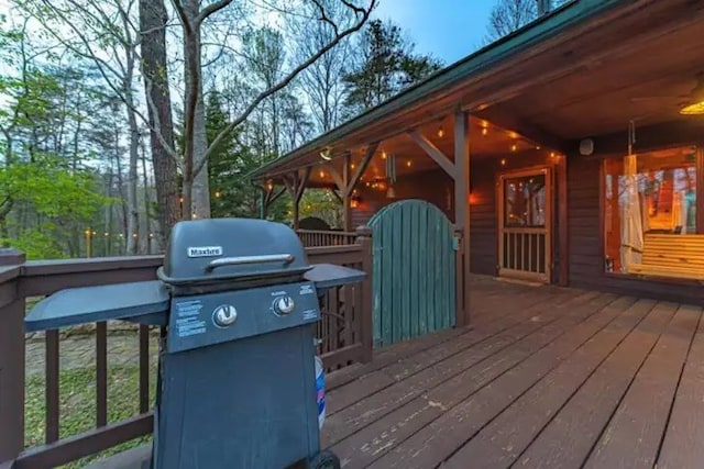 deck featuring grilling area