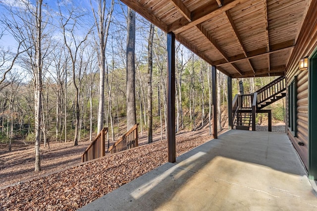 view of patio with stairway