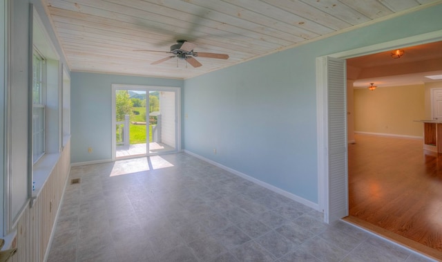 467 Greenlawn Cemetary Rd, Murphy, NC 28906 - empty room with wooden ceiling, a ceiling fan, and baseboards