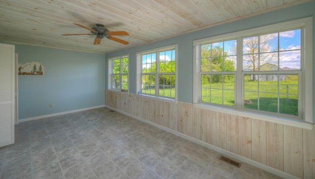 467 Greenlawn Cemetary Rd, Murphy, NC 28906 - unfurnished room with wooden walls, a ceiling fan, baseboards, and wooden ceiling