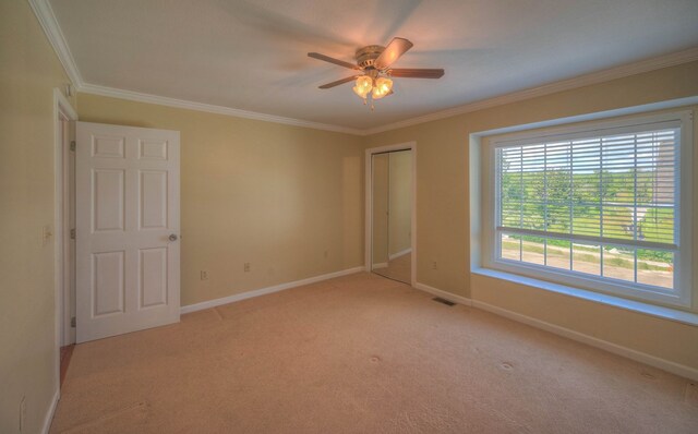 467 Greenlawn Cemetary Rd, Murphy, NC 28906 - spare room featuring a ceiling fan, crown molding, light carpet, and baseboards