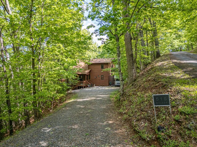 view of yard featuring gravel driveway