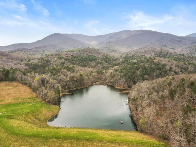 exterior space with a water and mountain view