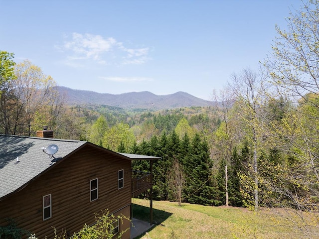 mountain view with a view of trees