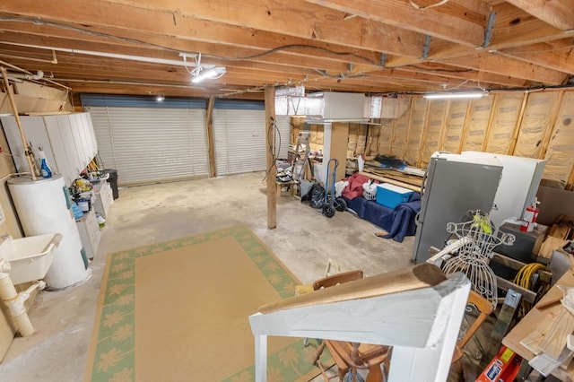 basement with gas water heater