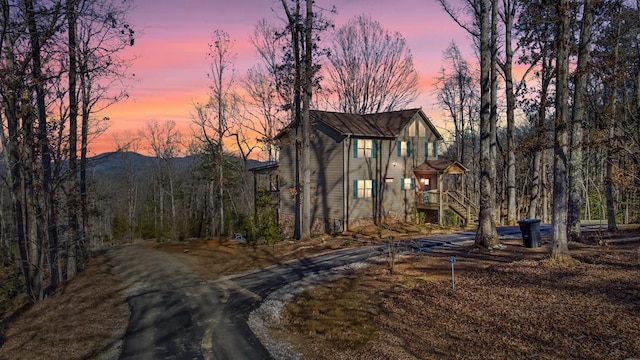 exterior space with a mountain view