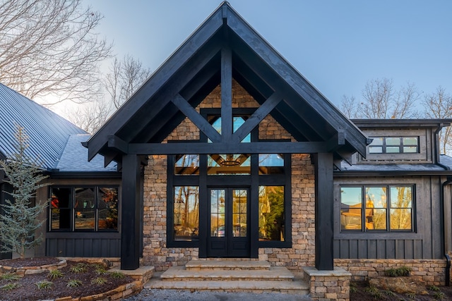 entrance to property with french doors