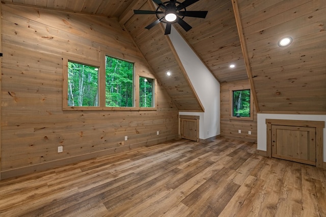 74 Cohutta Overlook Way, Blue Ridge, GA 30513 - bonus room with wood ceiling, a ceiling fan, wood walls, wood finished floors, and recessed lighting