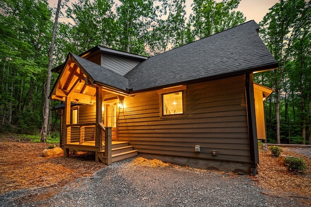 74 Cohutta Overlook Way, Blue Ridge, GA 30513 - rustic home featuring a shingled roof and covered porch