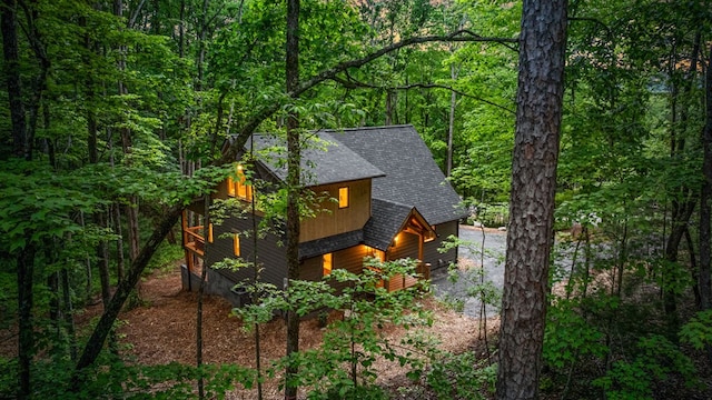 74 Cohutta Overlook Way, Blue Ridge, GA 30513 - view of property exterior with roof with shingles and a forest view