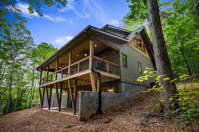 74 Cohutta Overlook Way, Blue Ridge, GA 30513 - view of side of home featuring ceiling fan, a deck, and a patio area