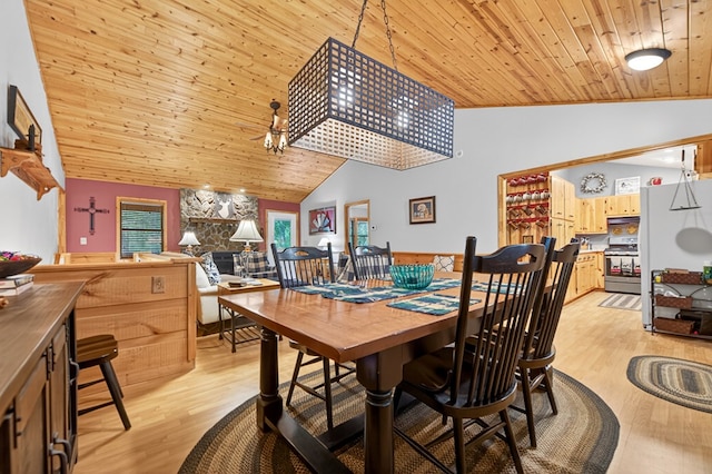 191 Deer Run Rd, Blairsville, GA 30512 - dining area featuring lofted ceiling, wooden ceiling, and light wood-style floors