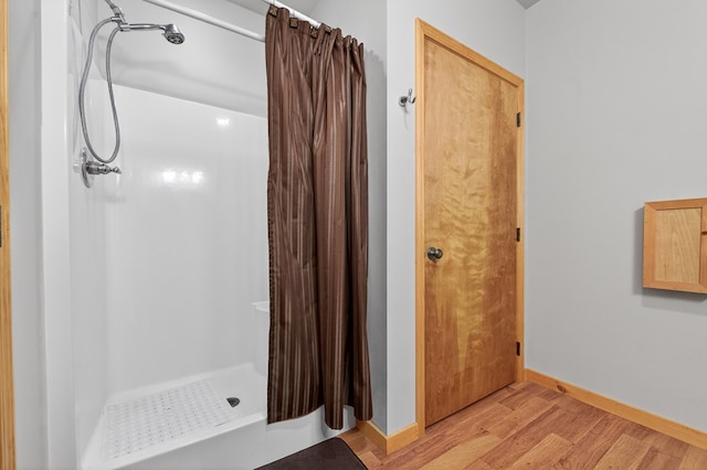 191 Deer Run Rd, Blairsville, GA 30512 - bathroom featuring a shower stall and wood finished floors