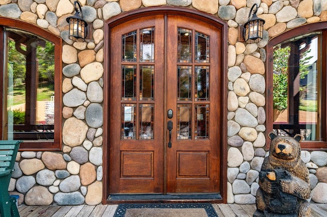 entrance to property with french doors