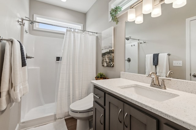 497 S Jakes Landing Way, Ellijay, GA 30540 - bathroom with vanity, a shower with curtain, and toilet