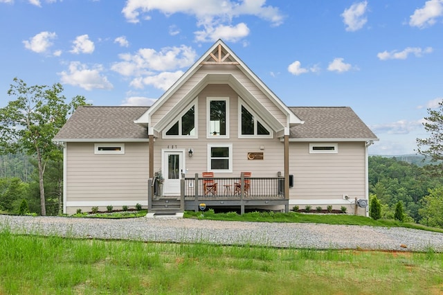 497 S Jakes Landing Way, Ellijay, GA 30540 - rear view of house with a wooden deck and roof with shingles