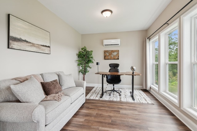 497 S Jakes Landing Way, Ellijay, GA 30540 - office space featuring a wall mounted AC, healthy amount of natural light, and dark wood finished floors