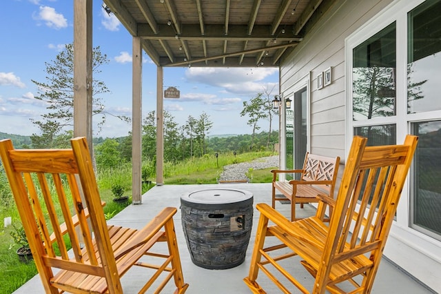 497 S Jakes Landing Way, Ellijay, GA 30540 - view of patio featuring an outdoor fire pit