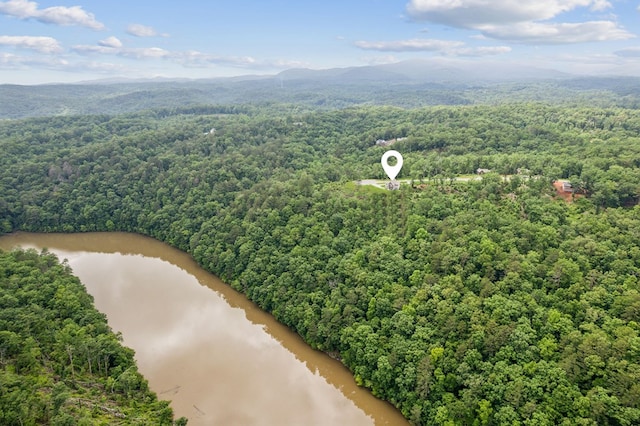 497 S Jakes Landing Way, Ellijay, GA 30540 - bird's eye view of a heavily wooded area and a water and mountain view