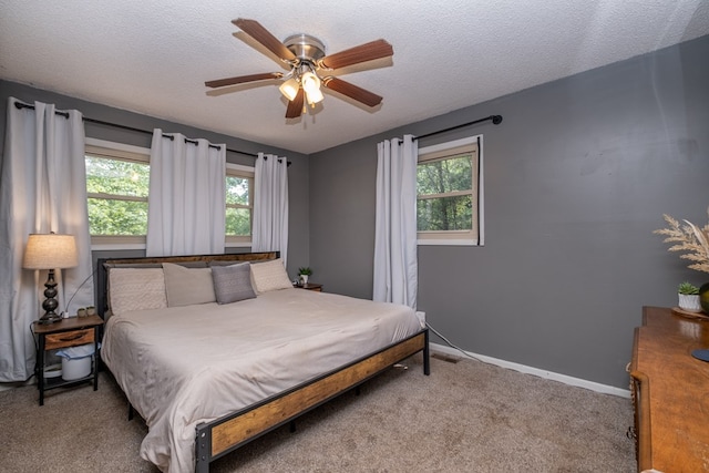1214 Marrestop Rd, Murphy, NC 28906 - bedroom with carpet flooring, baseboards, a textured ceiling, and a ceiling fan