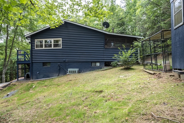 1214 Marrestop Rd, Murphy, NC 28906 - view of side of home featuring faux log siding, a lawn, and a wooden deck