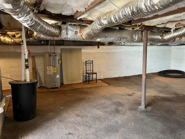 basement with electric water heater