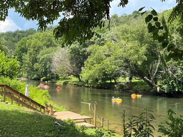 property view of water featuring a dock